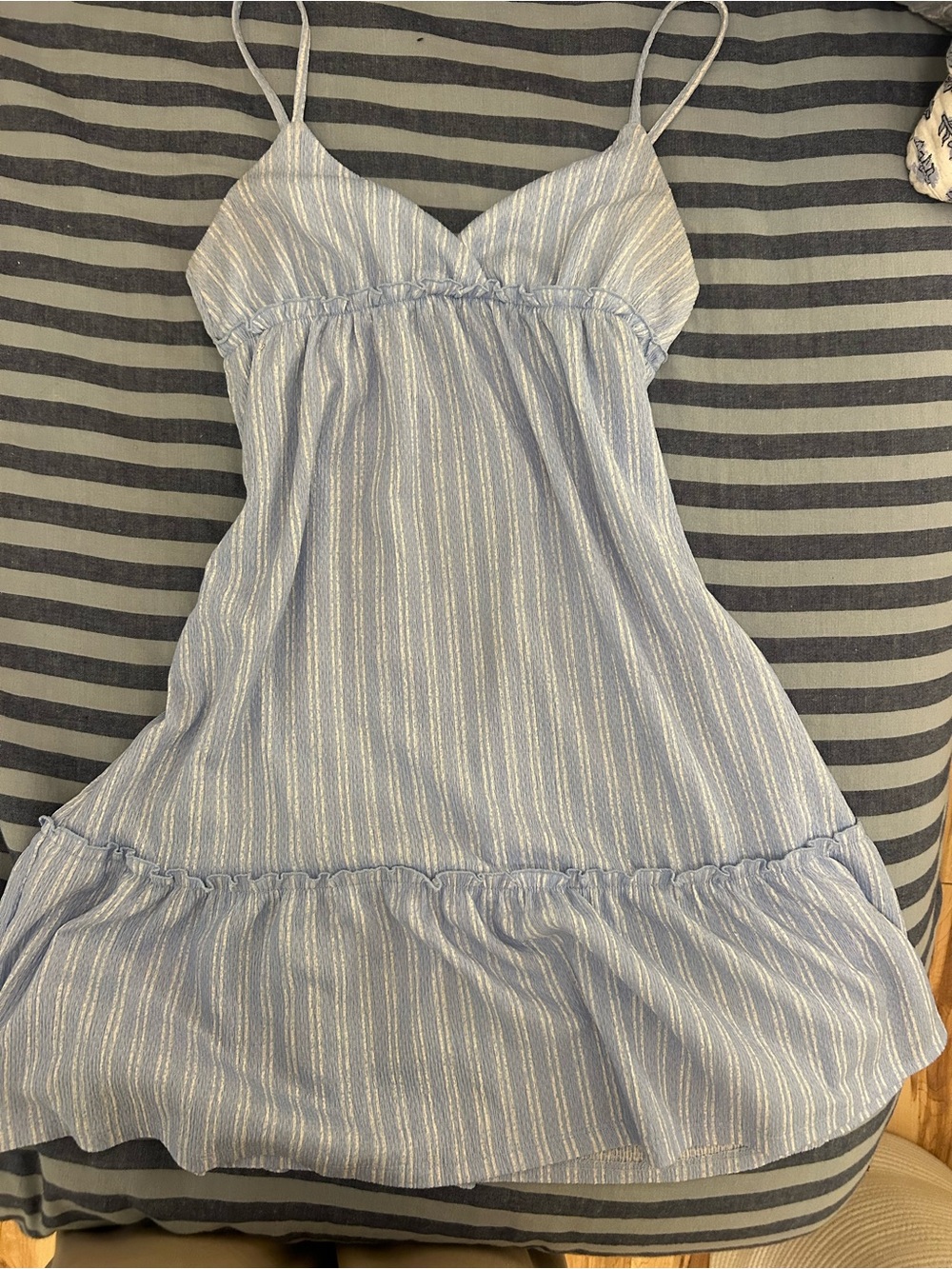 Divided Light Blue & White Striped Mini Dress